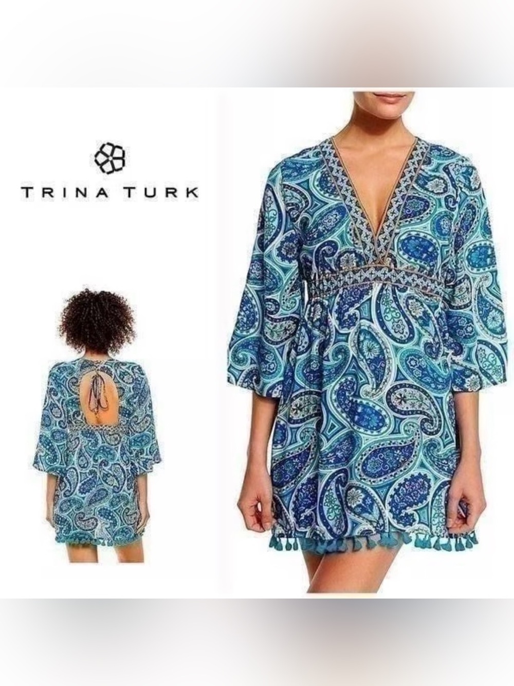 Women’s Trina Turk Provence paisley print swim cover-up tunic dress. Size S. EUC